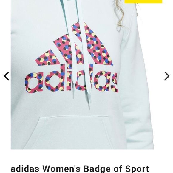 Adidas Baby Blue Mint Sweatshirt Pullover Polka Dot Hoodie Women’s Sz Large - Picture 2 of 10